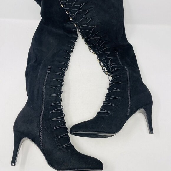 Journee Collection Womens 8.5 Trill Lace Up Over The Knee Dress Boots $79 S4 - Picture 6 of 9